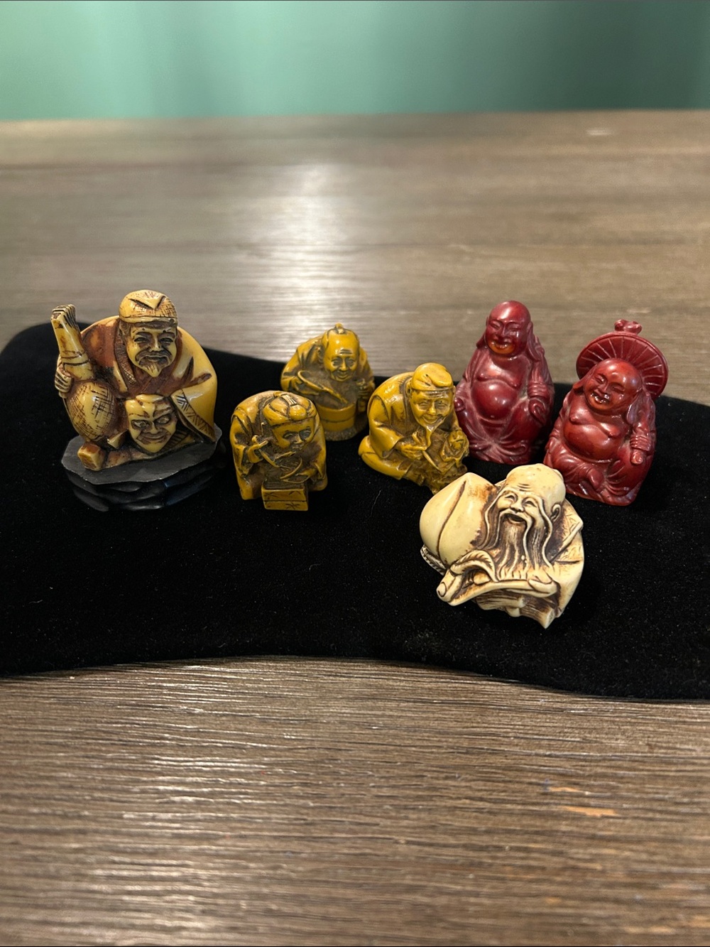 Vintage netsuke asian figures storyteller musicians happy buddha 7 unique resin